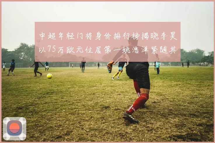 中超年轻门将身价排行榜揭晓李昊以75万欧元位居第一姚浩洋紧随其后